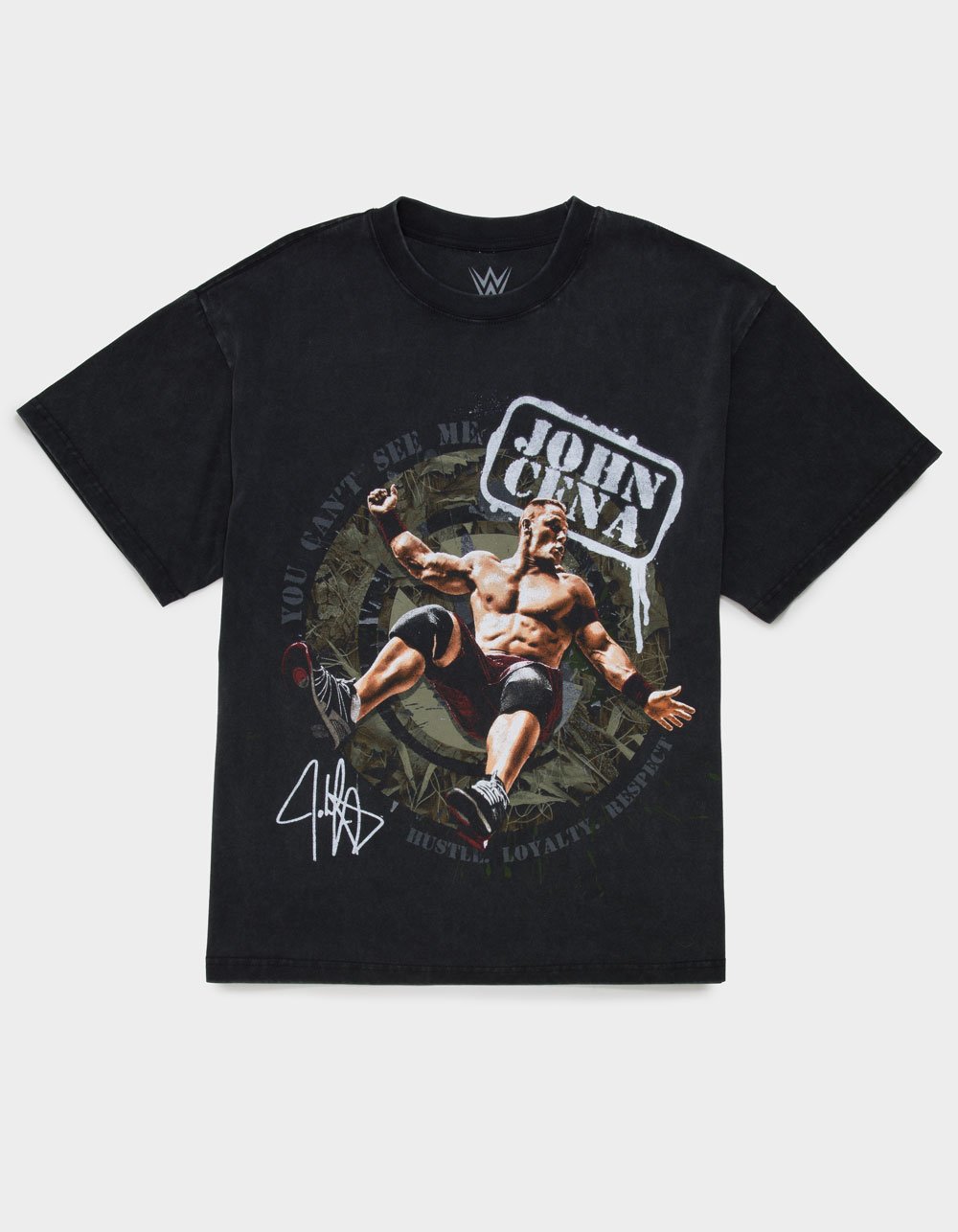 WWE John Cena Big 3 Mens Boxy Tee - WASHED BLACK