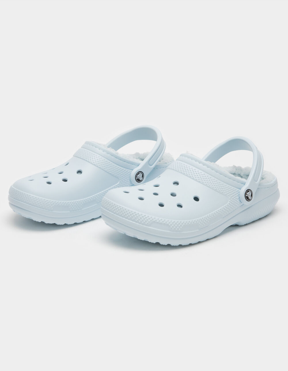 light blue classic lined crocs