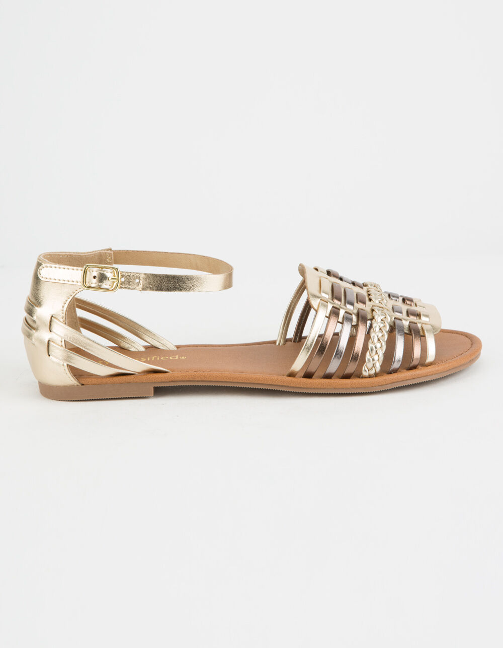 CITY CLASSIFIED Woven Basket Weave Gold Womens Sandals - GOLD | Tillys