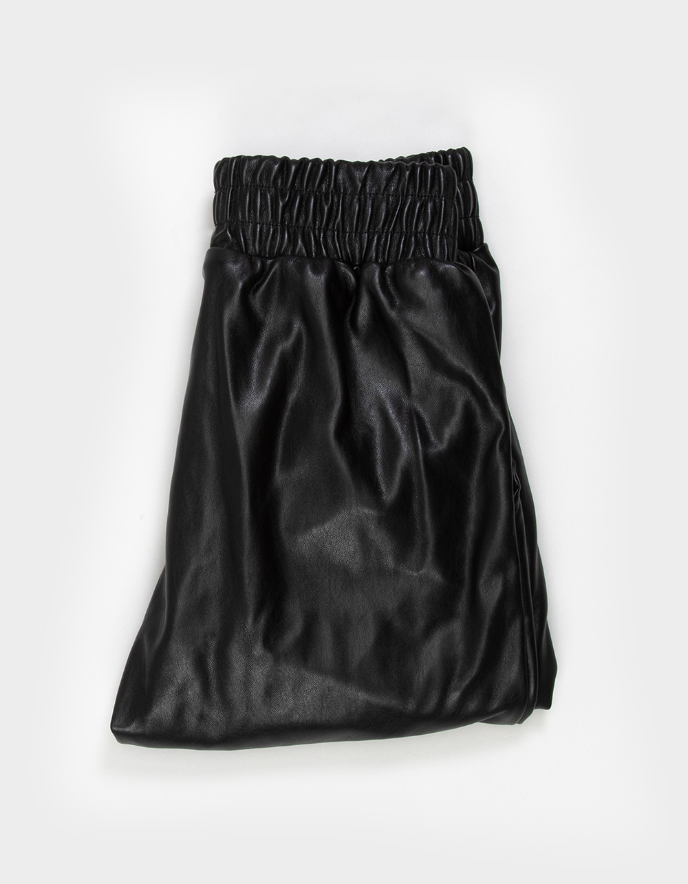 EYESHADOW Faux Leather Girls Elastic Waist Cargo Pants - BLACK