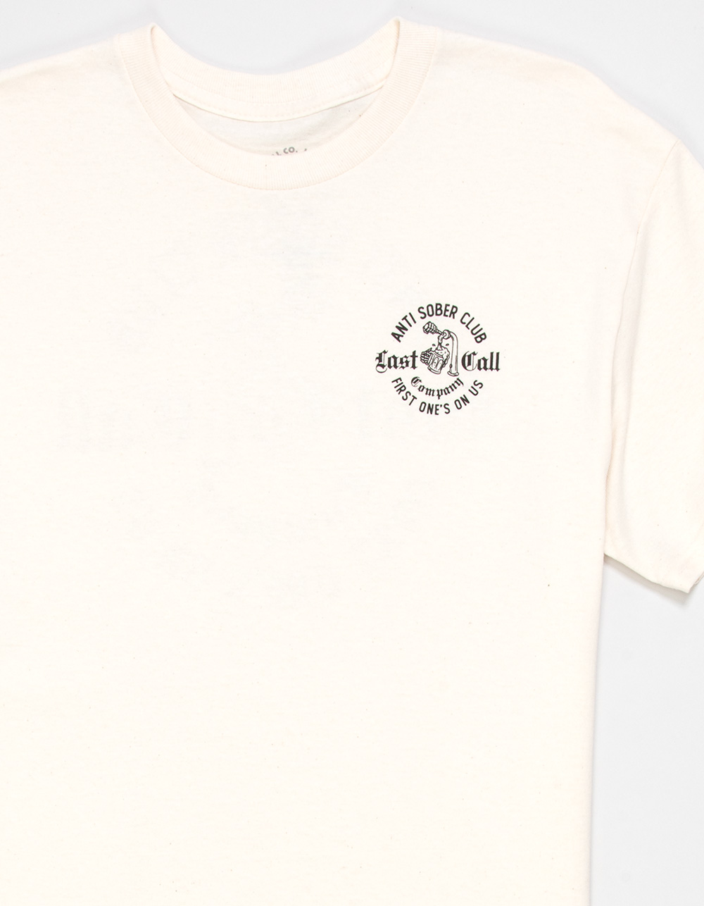 LAST CALL CO. Anti Sober Badge Mens Tee - NATURAL