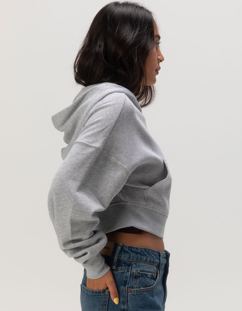 TILLYS Womens Cropped Zip-Up Hoodie - HEATHER GRAY | Tillys