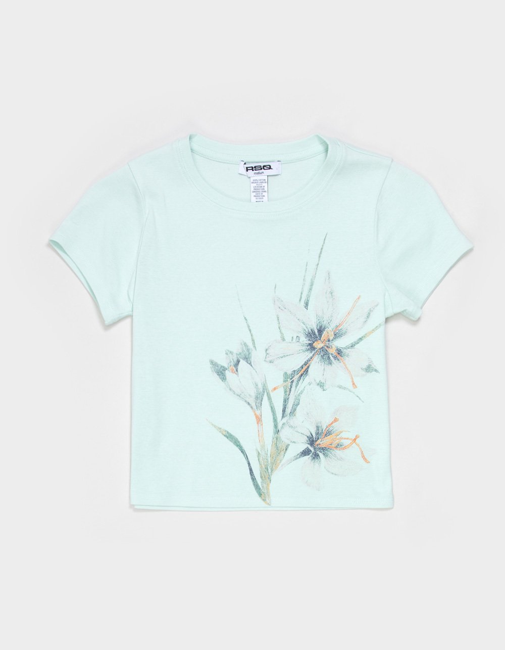 RSQ Girls Side Floral Baby Tee - MINT