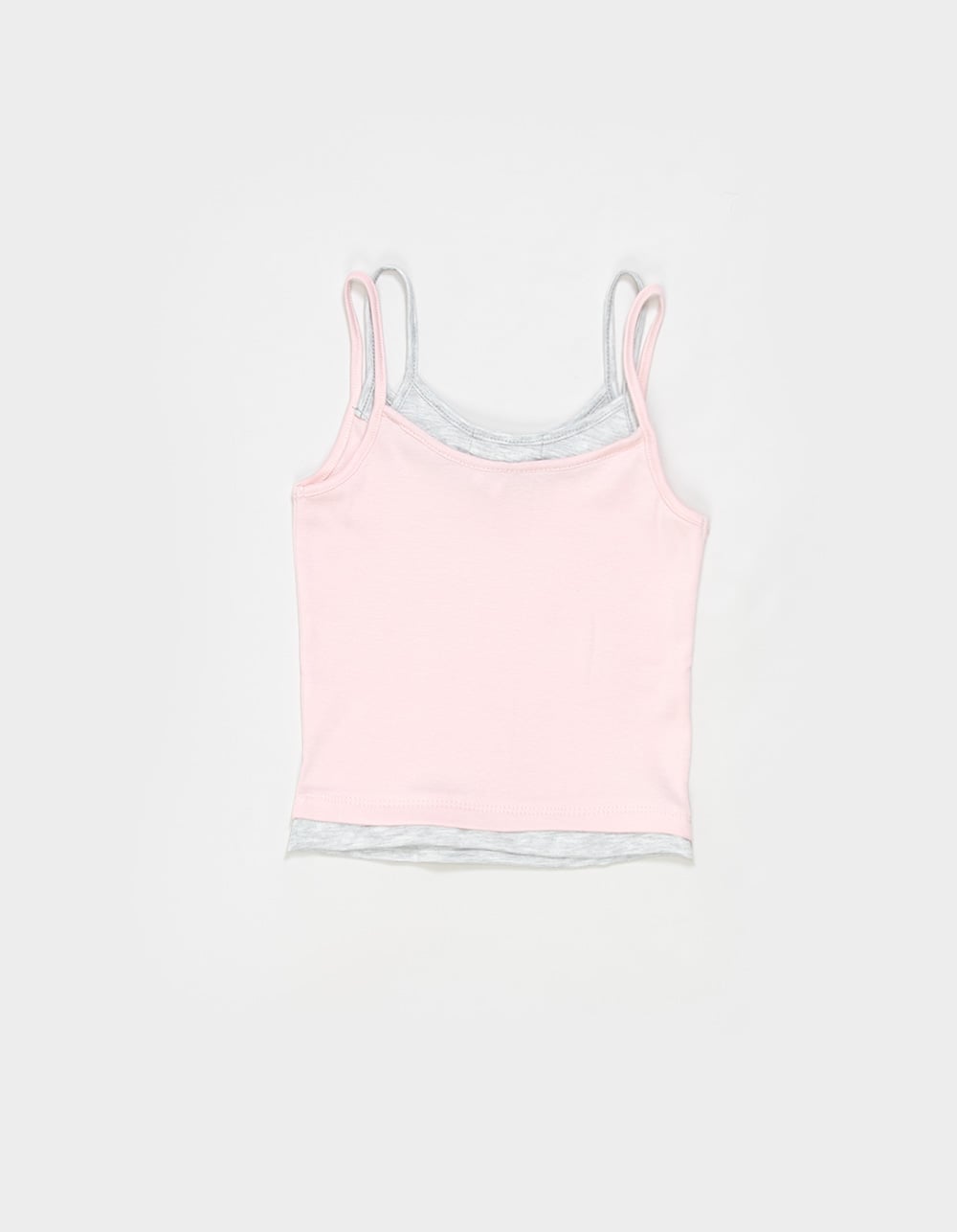 FULL TILT Essentials Girls Double Layer Tank Top - PINK/GRAY