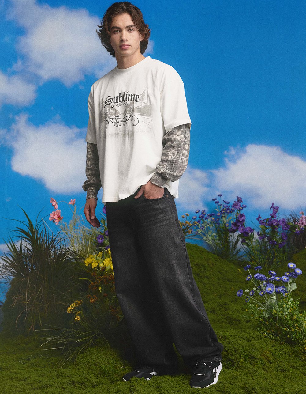 RSQ Mens Extra Baggy Jeans - WASHED BLACK