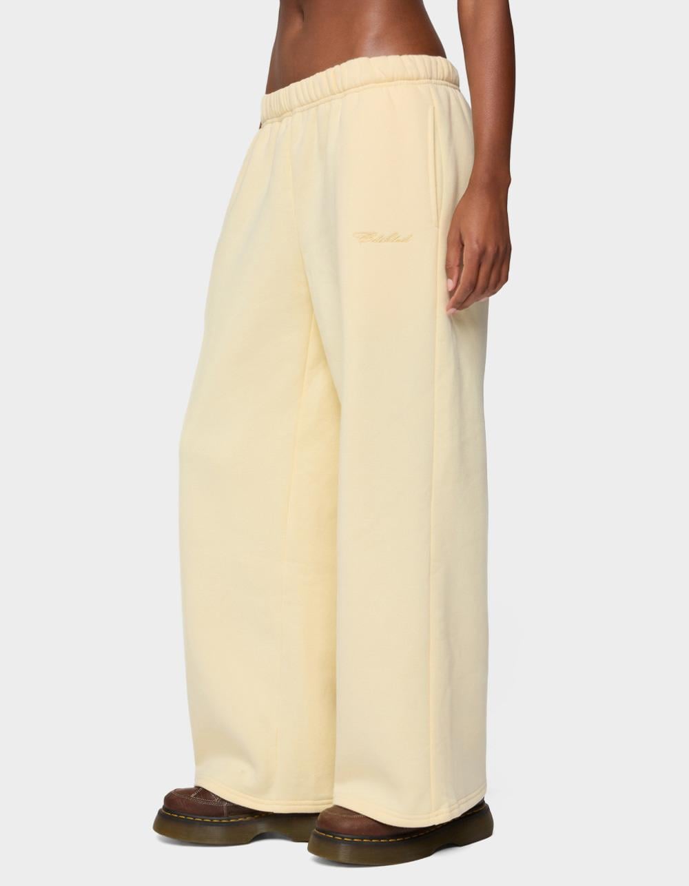 Edikted Basic Girl Wide Leg Sweatpants - YELLOW