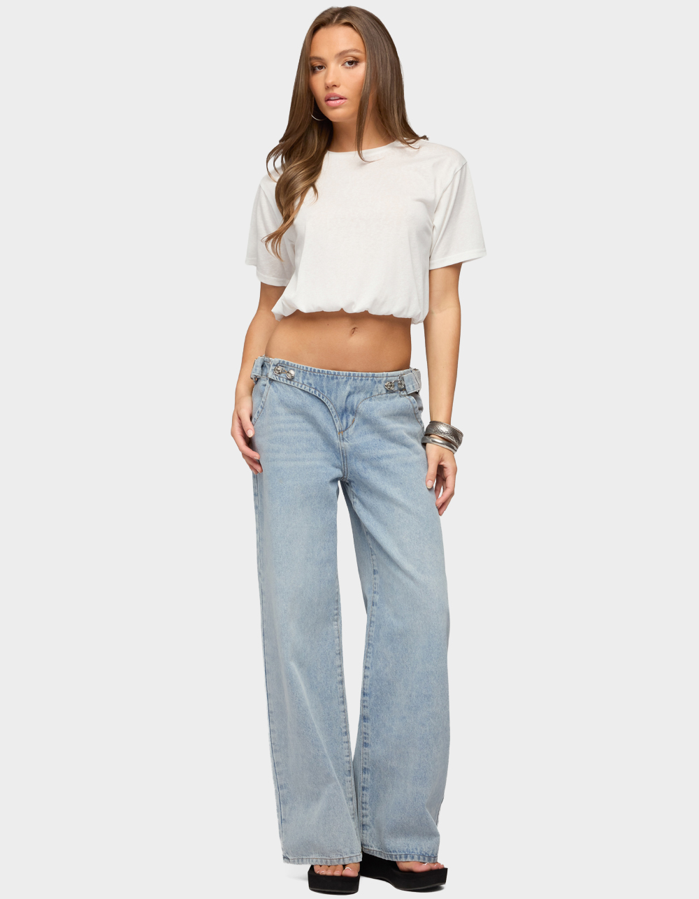 EDIKTED Raina Bubble Tee - WHITE