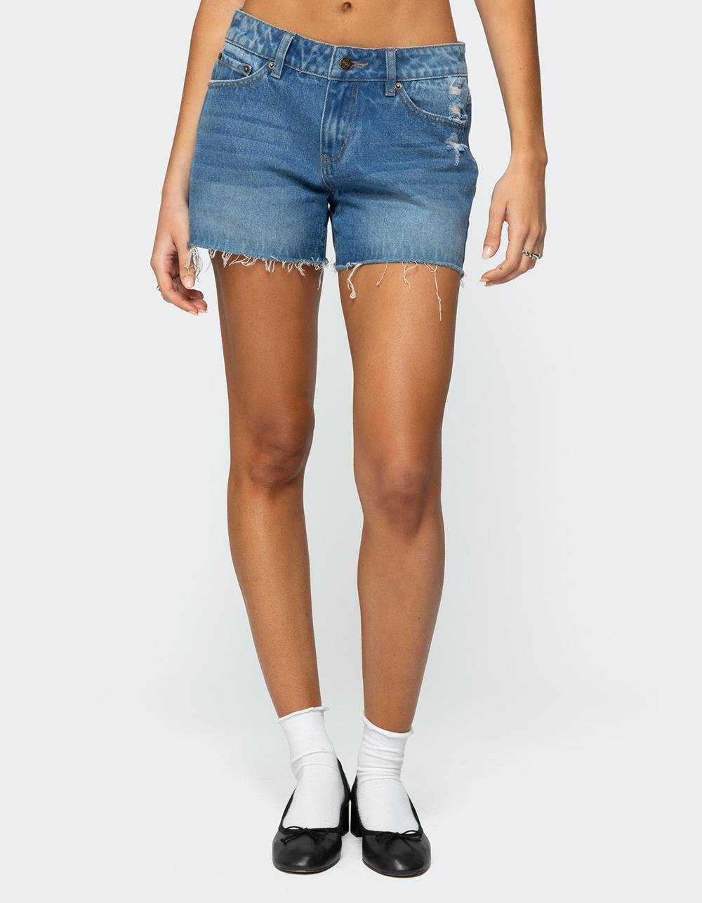EDIKTED Scottie Low Rise Denim Shorts