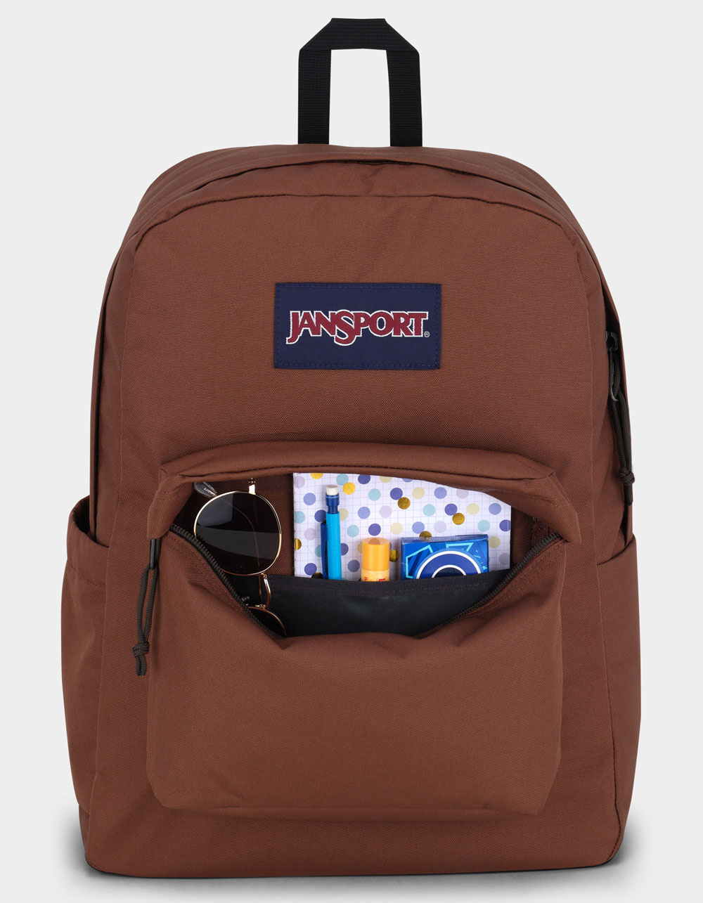 brown logo jansport backpack Right Expressions Aged Canvas and zippered front stash pocket keeps all your gear organized Jansport Brown and white Skulls