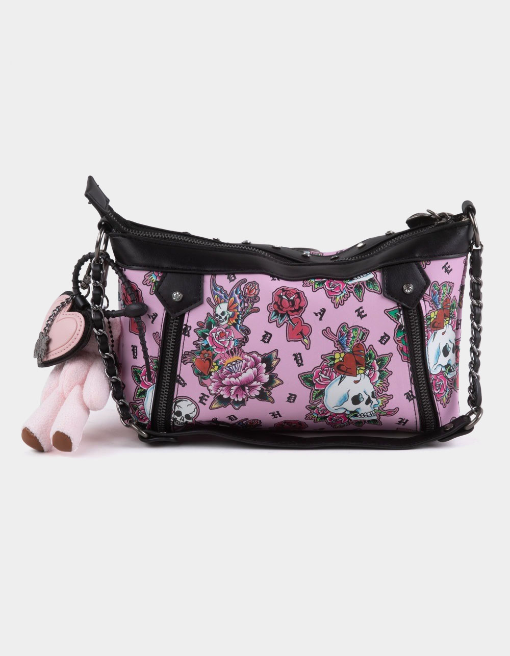 ED HARDY Baguette Bag with Bear Charm - LIGHT PINK