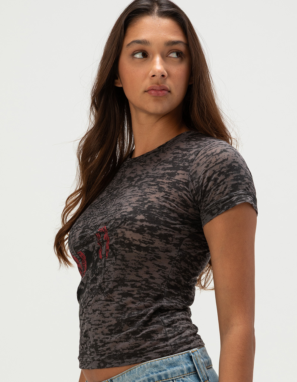 AFFLICTION Roses Womens Tee - BLACK