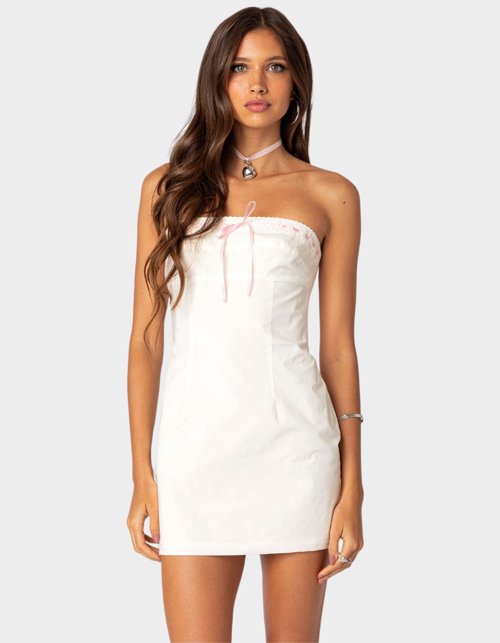 EDIKTED Poplin Bustier Mini Dress - WHITE