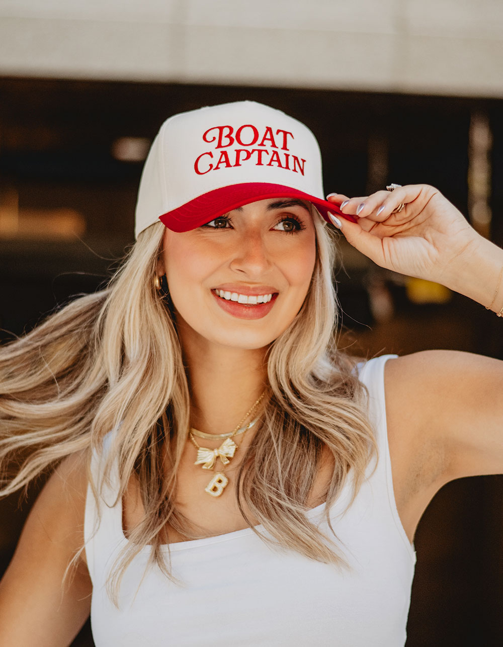 KATYDID Boat Captain Two-Toned Vintage Hat - RED