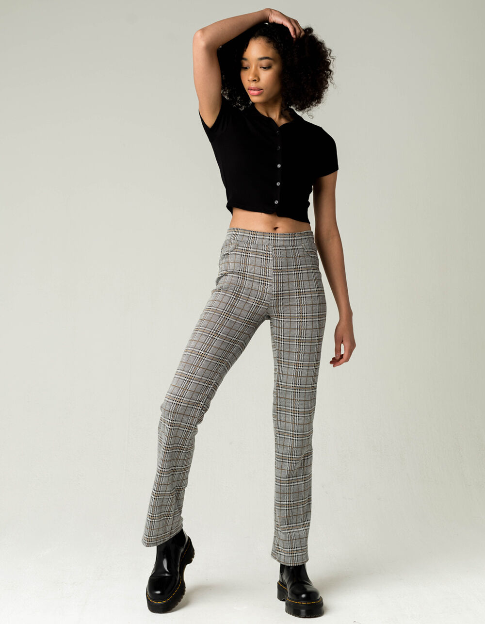 FULL TILT Button Front Womens Black Crop Polo Shirt BLACK Tillys