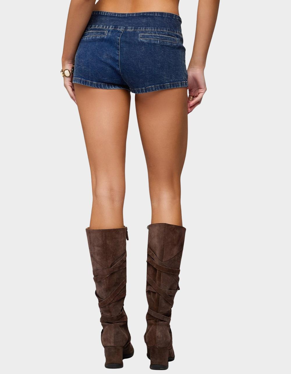 EDIKTED Zaida Stretchy Denim Micro Shorts - BLUE