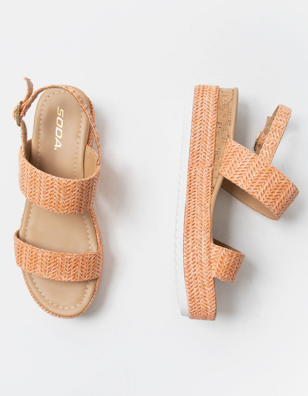 SODA Haiya Raffia Womens Sandals - ORANGE | Tillys