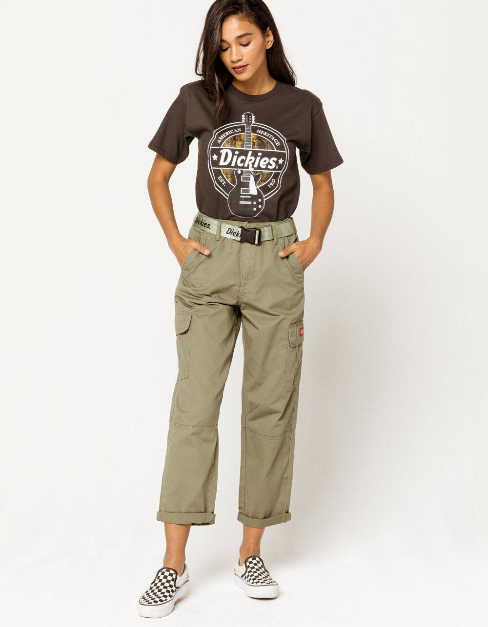DICKIES Belted Utility Olive Cargo Pants - OLIVE | Tillys