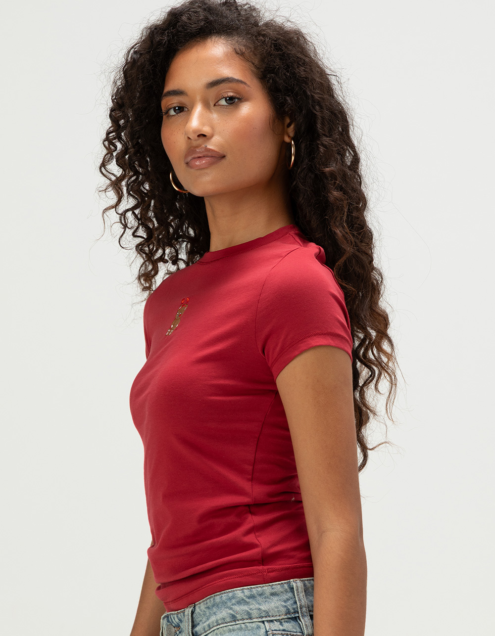 HAPPY CAMP3R Sweet Womens Baby Tee - RED