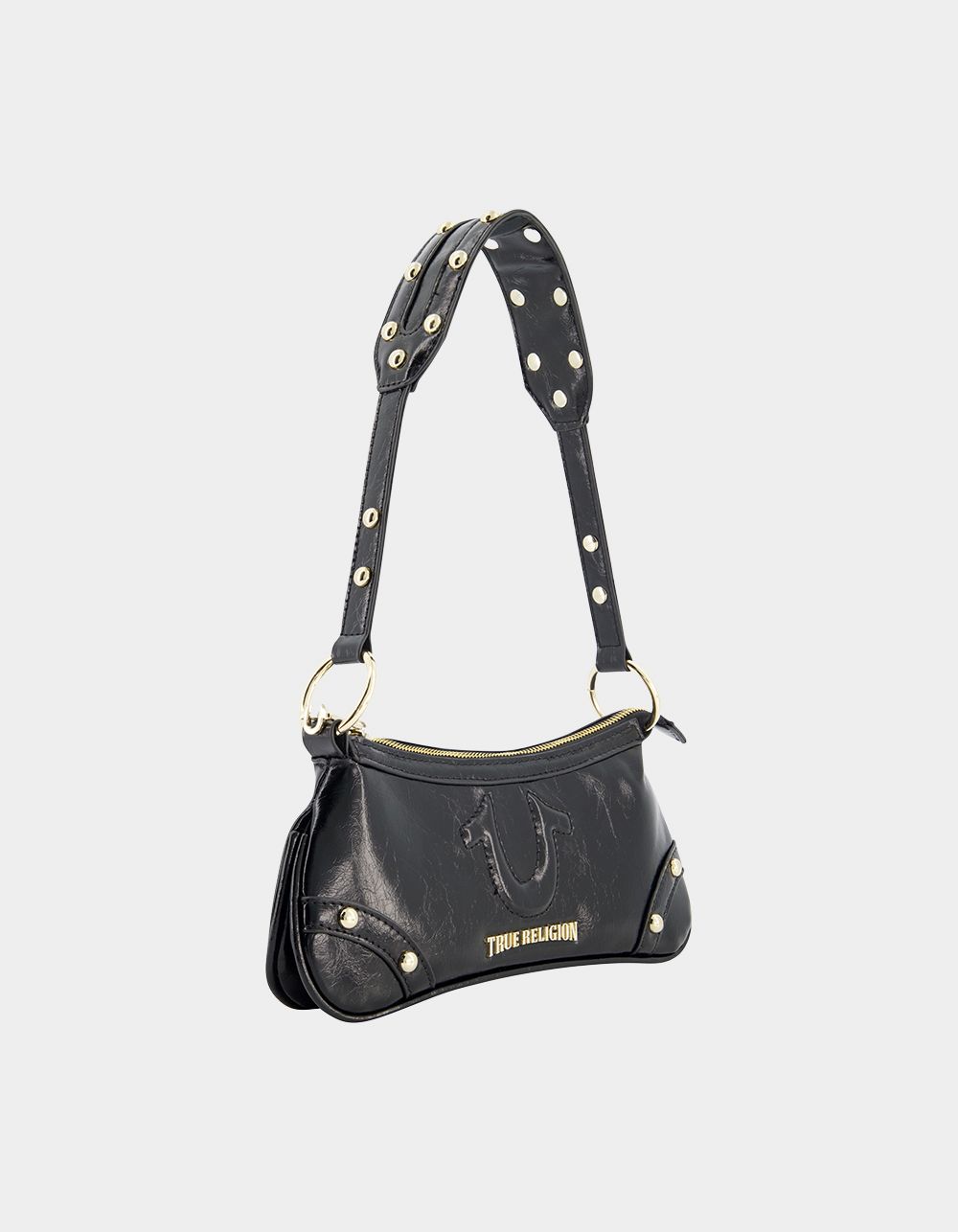 TRUE RELIGION Horseshoe Hardware Shoulder Bag - BLACK