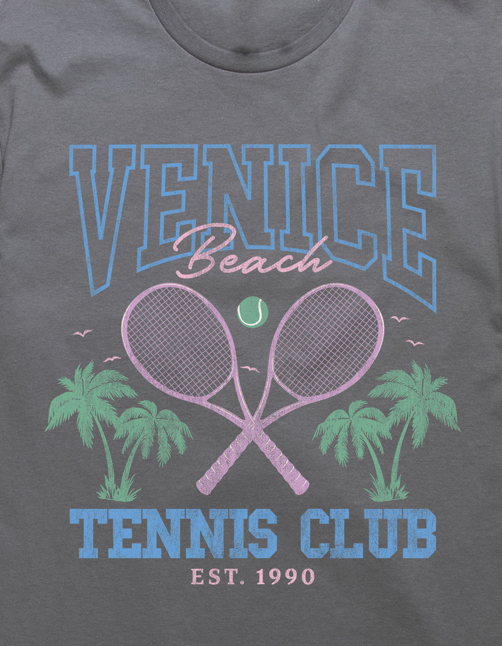 VENICE BEACH Tennis Club Unisex Tee - CHARCOAL