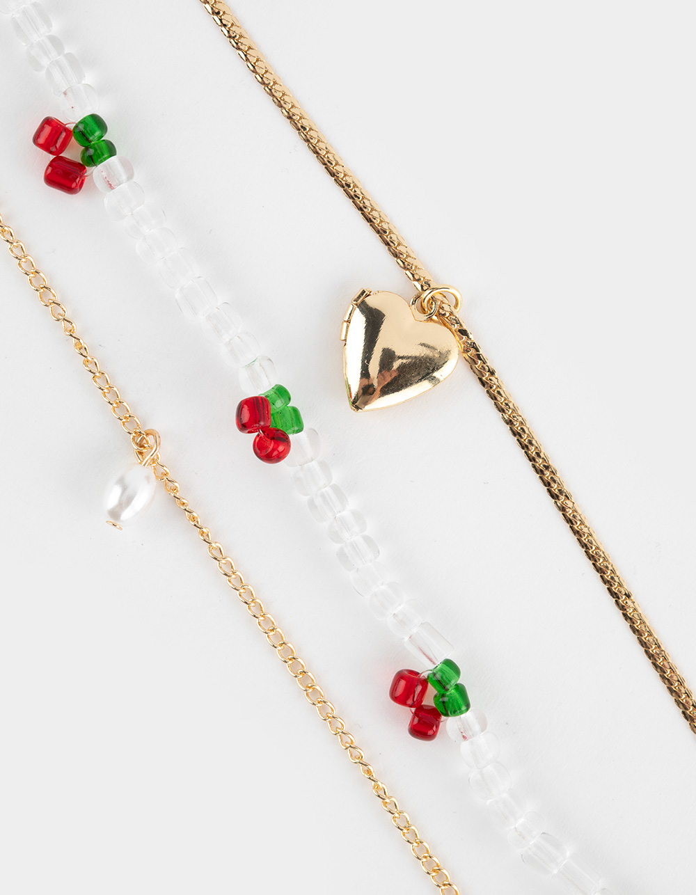 FULL TILT Layered Beaded Cherry Necklace - GOLD