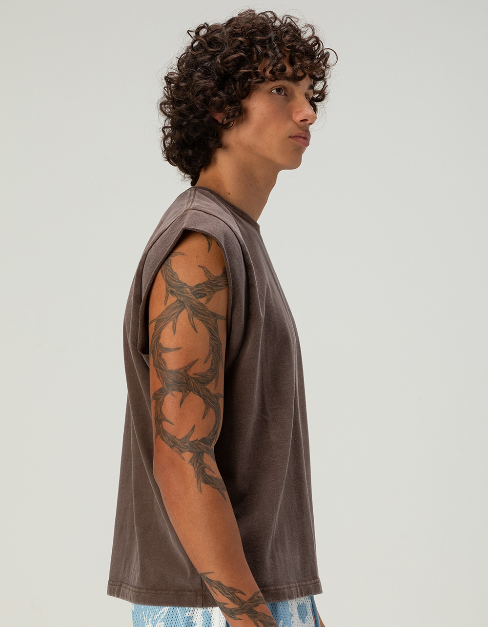 RSQ Mens Washed Crop Muscle Tee