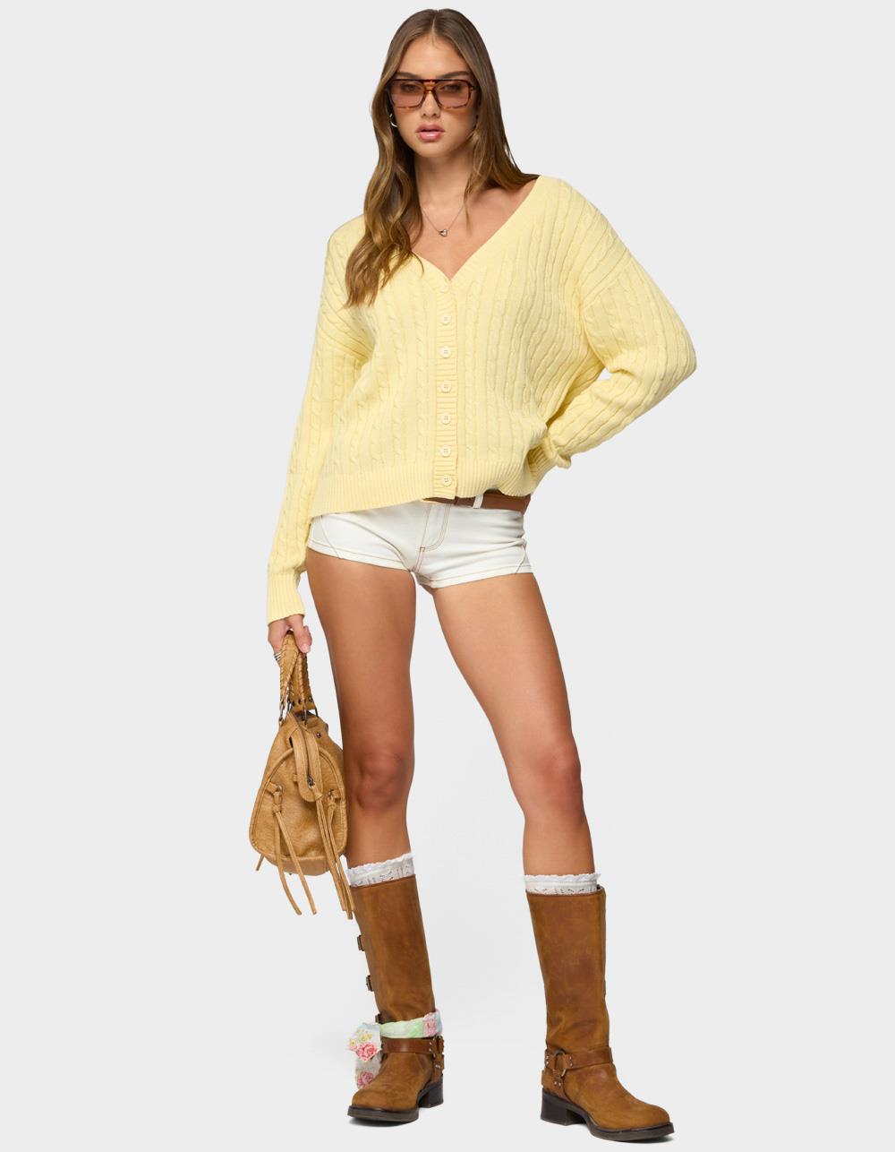 EDIKTED Francine Oversized V-Neck Cardigan - YELLOW