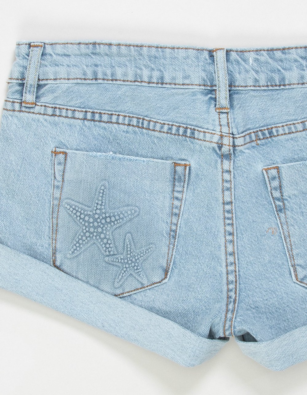 RSQ Womens Low Rise Cuffed Micro Shorts - LIGHT WASH