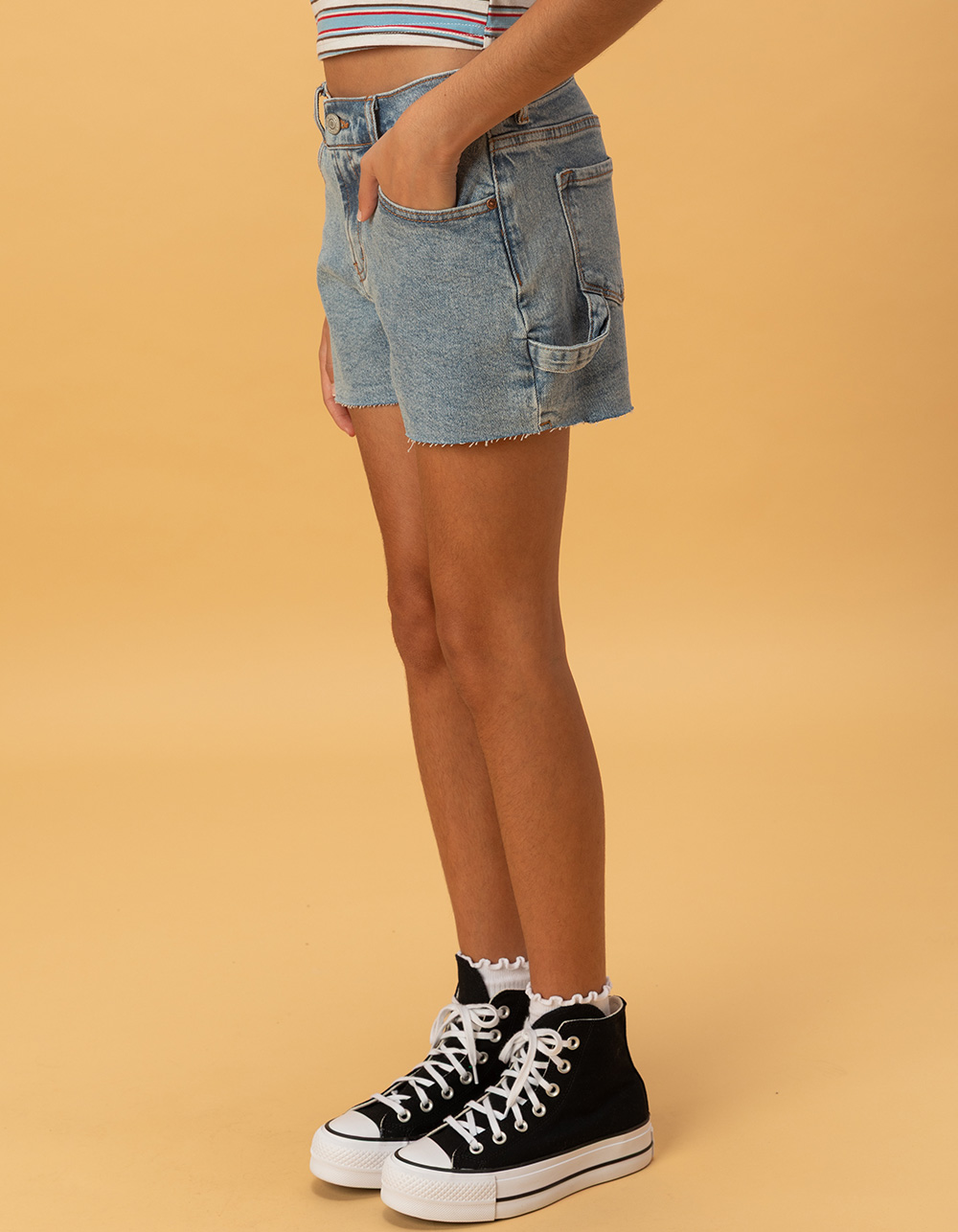 RSQ Girls Carpenter Shorts - MEDIUM WASH