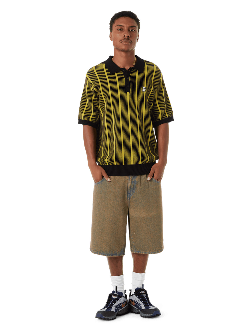 HUF Trace Stripe Mens Polo Shirt - MOSS