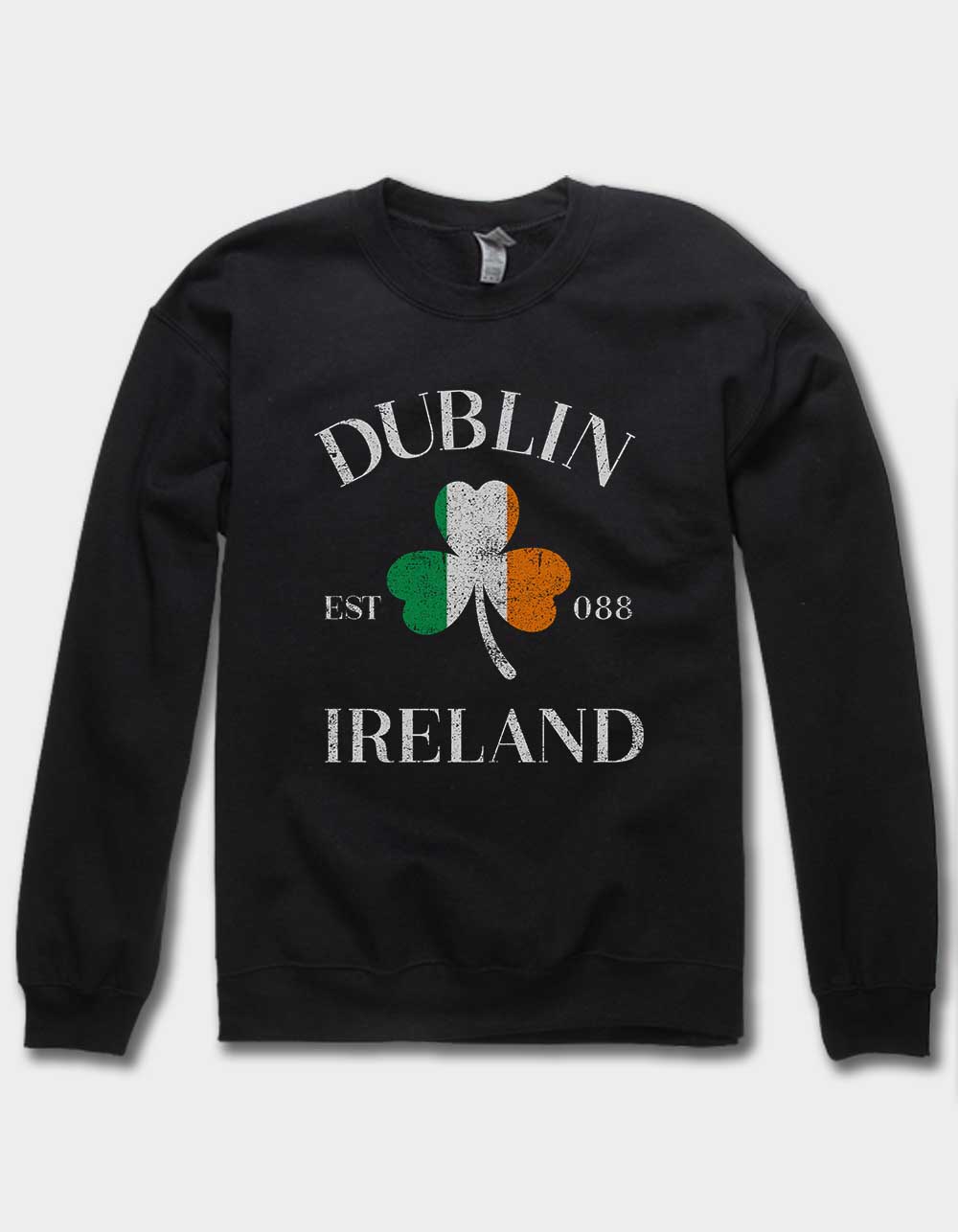 IRELAND Dublin Clover Flag Distressed Unisex Crewneck Sweatshirt