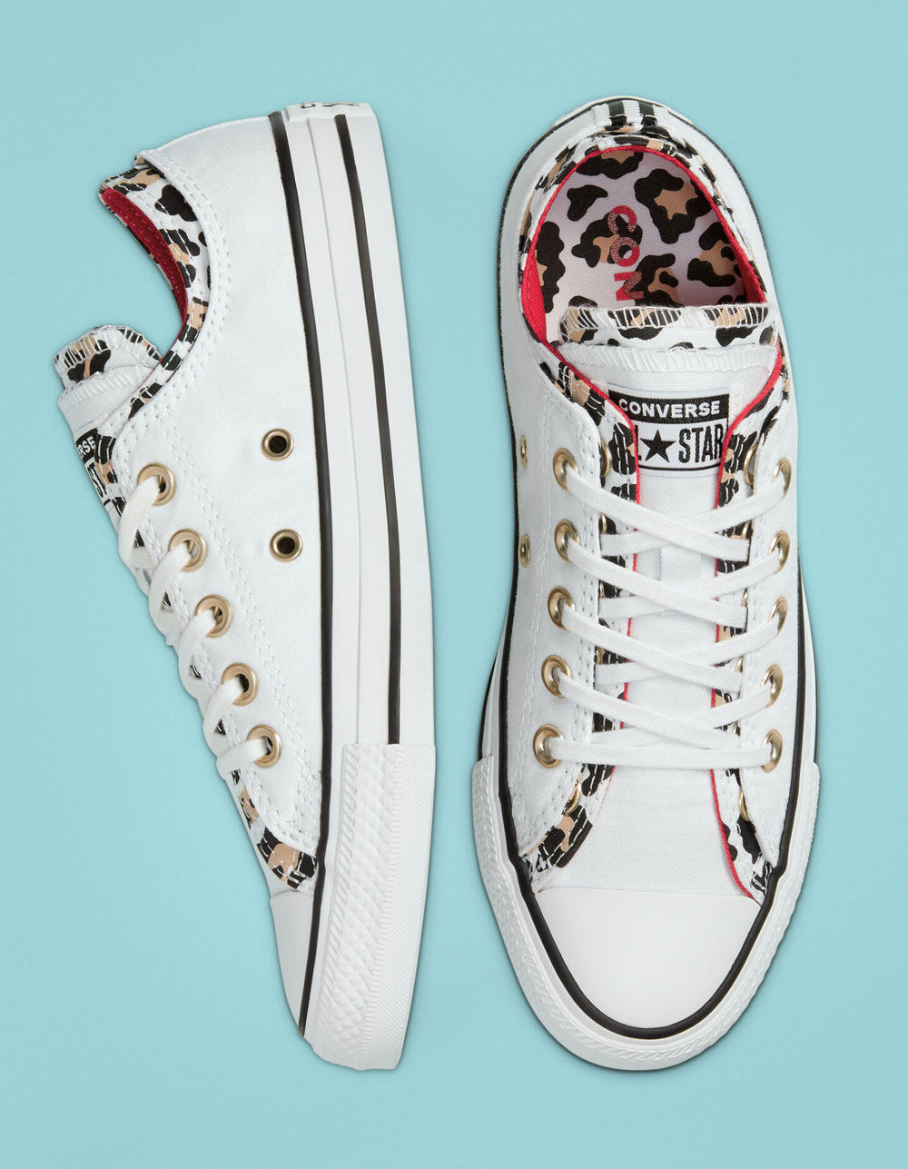 Bowling En smule alarm CONVERSE Double Upper Chuck Taylor All Star Womens Low Top Shoes -  WHITE/LEOPARD | Tillys
