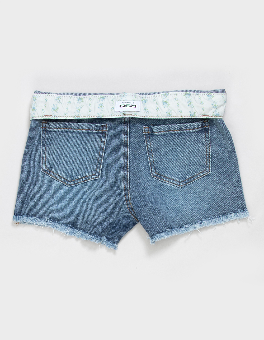 RSQ Girls Floral Waistband Shorts - Dark Wash