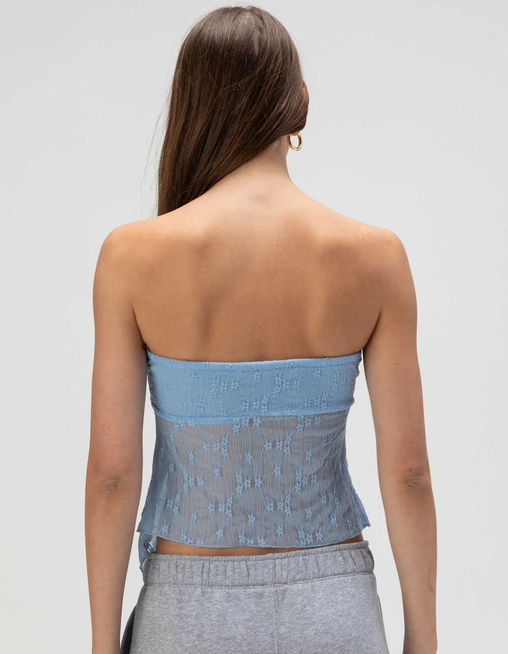 FULL TILT Textured Cinch Womens Tube Top - LIGHT BLUE