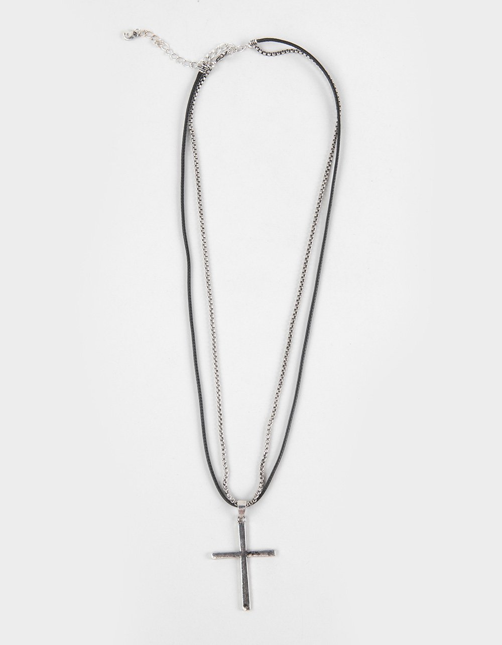 RSQ Mens Rolo Chain Cross Pendant Necklace - SILVER