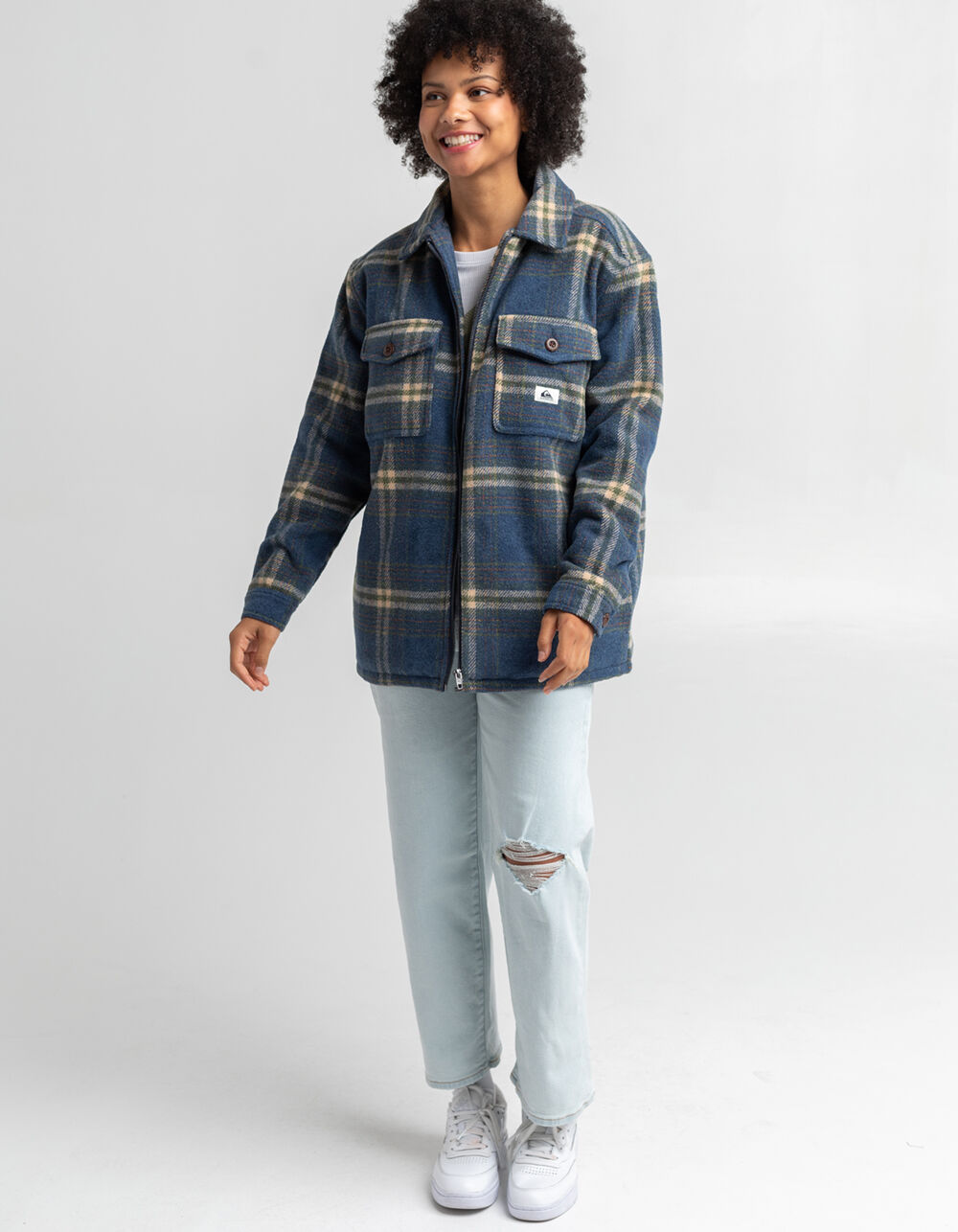 QUIKSILVER Soft Mood Womens Plaid Jacket BLUE Tillys