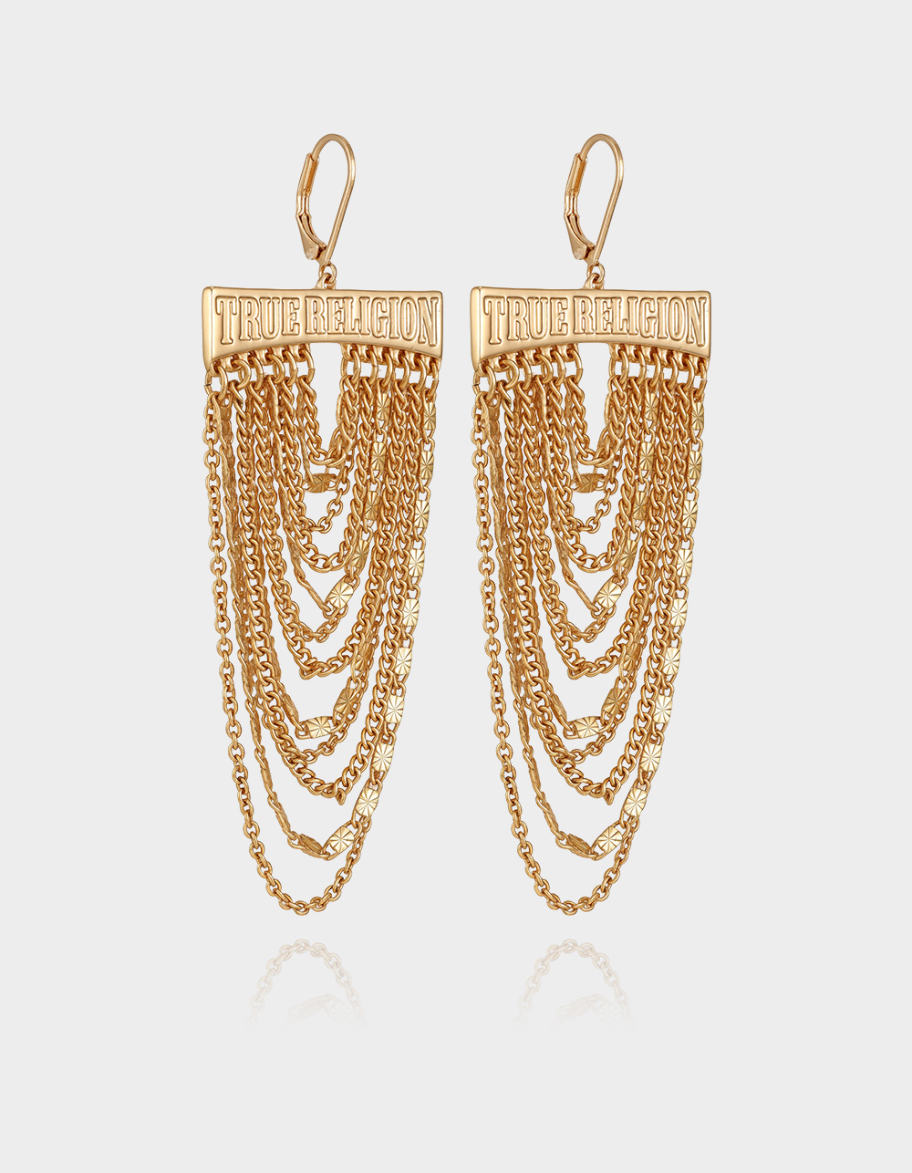 TRUE RELIGION Cascading Chain Statement Earrings - GOLD