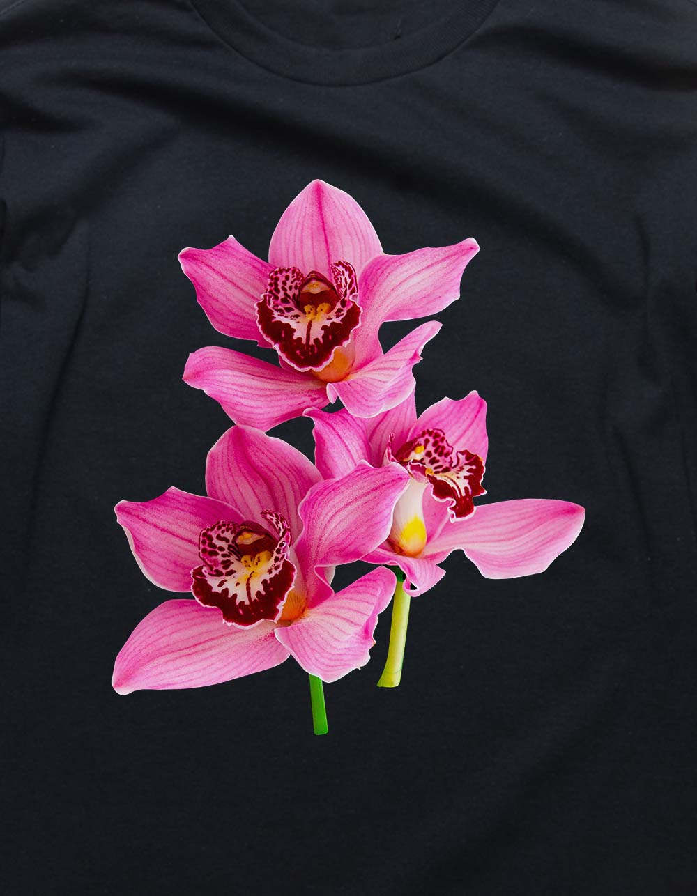 FLOWER Orchids Unisex Long Sleeve Tee - BLACK