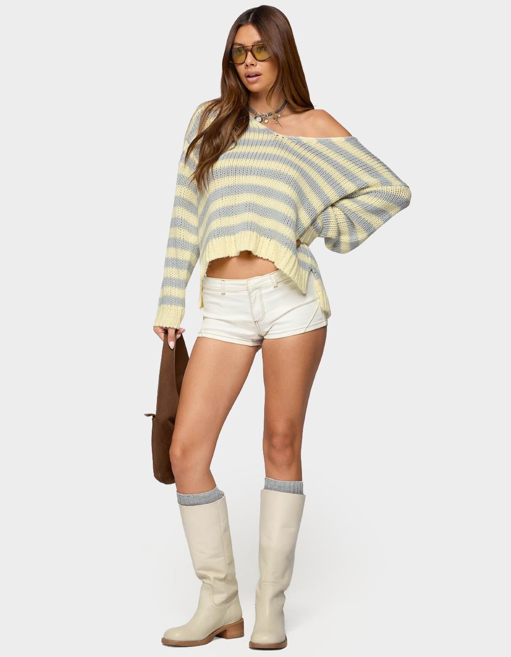 EDIKTED Eugenie Oversized Striped Sweater - YELLOW