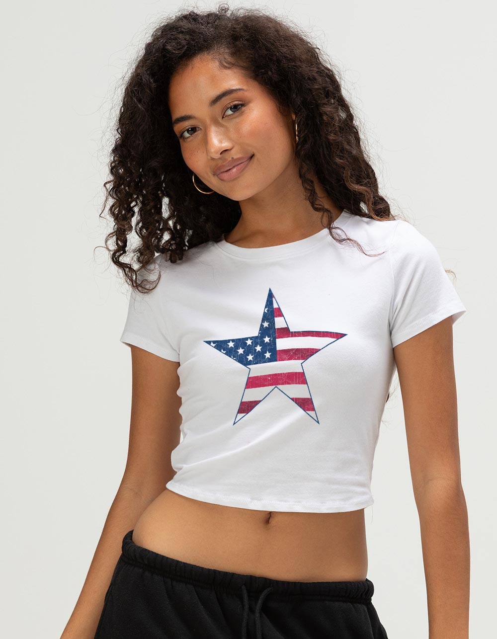 STAR Americana Womens Baby Tee - WHITE