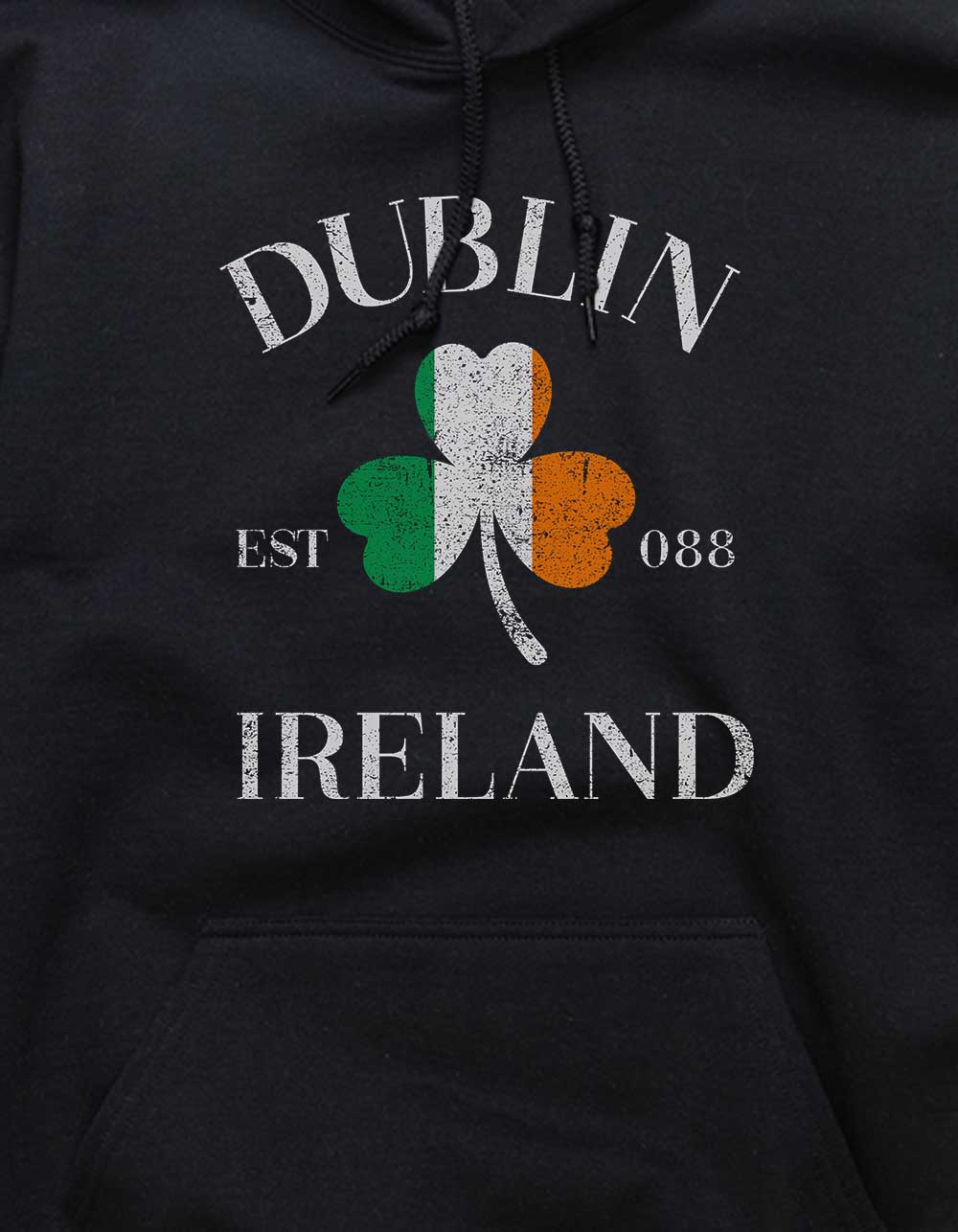 IRELAND Dublin Clover Flag Distressed Unisex Hoodie BLACK Tillys