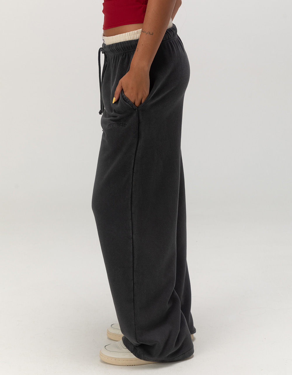 BDG Urban Outfitters Boxer Wide Leg Womens Joggers - WASHED BLACK 