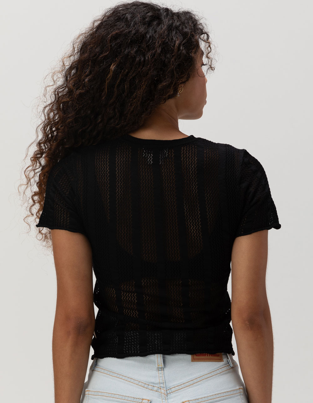 BRIXTON Sheer Knit Womens Top - BLACK