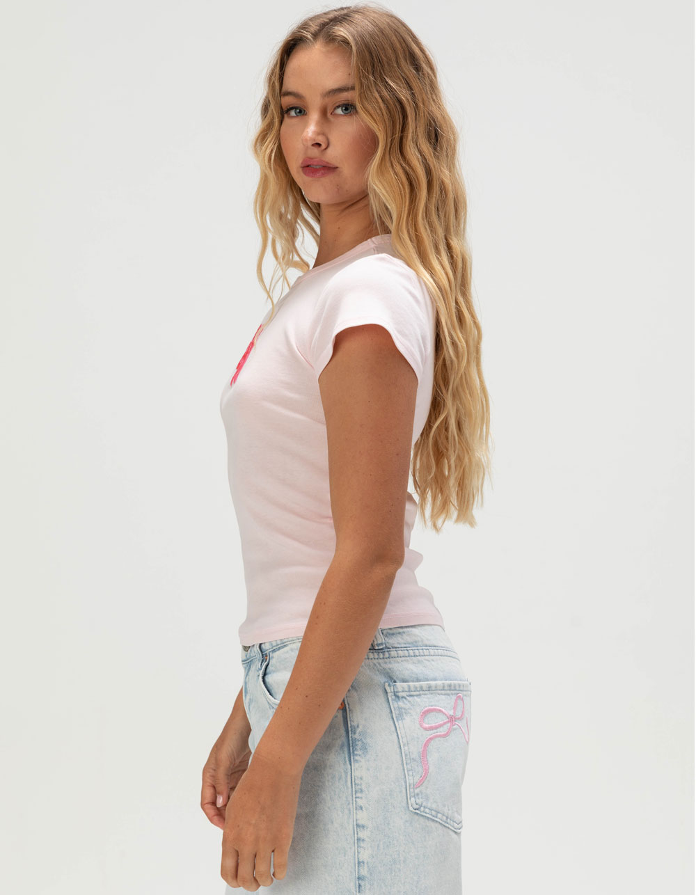 FULL TILT Peony Womens Baby Tee - PINK