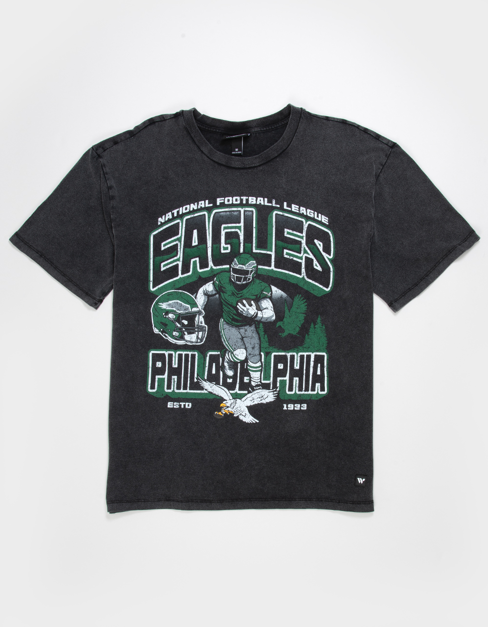 THE WILD COLLECTIVE Philadelphia Eagles Player Mens Tee - WASHED BLACK