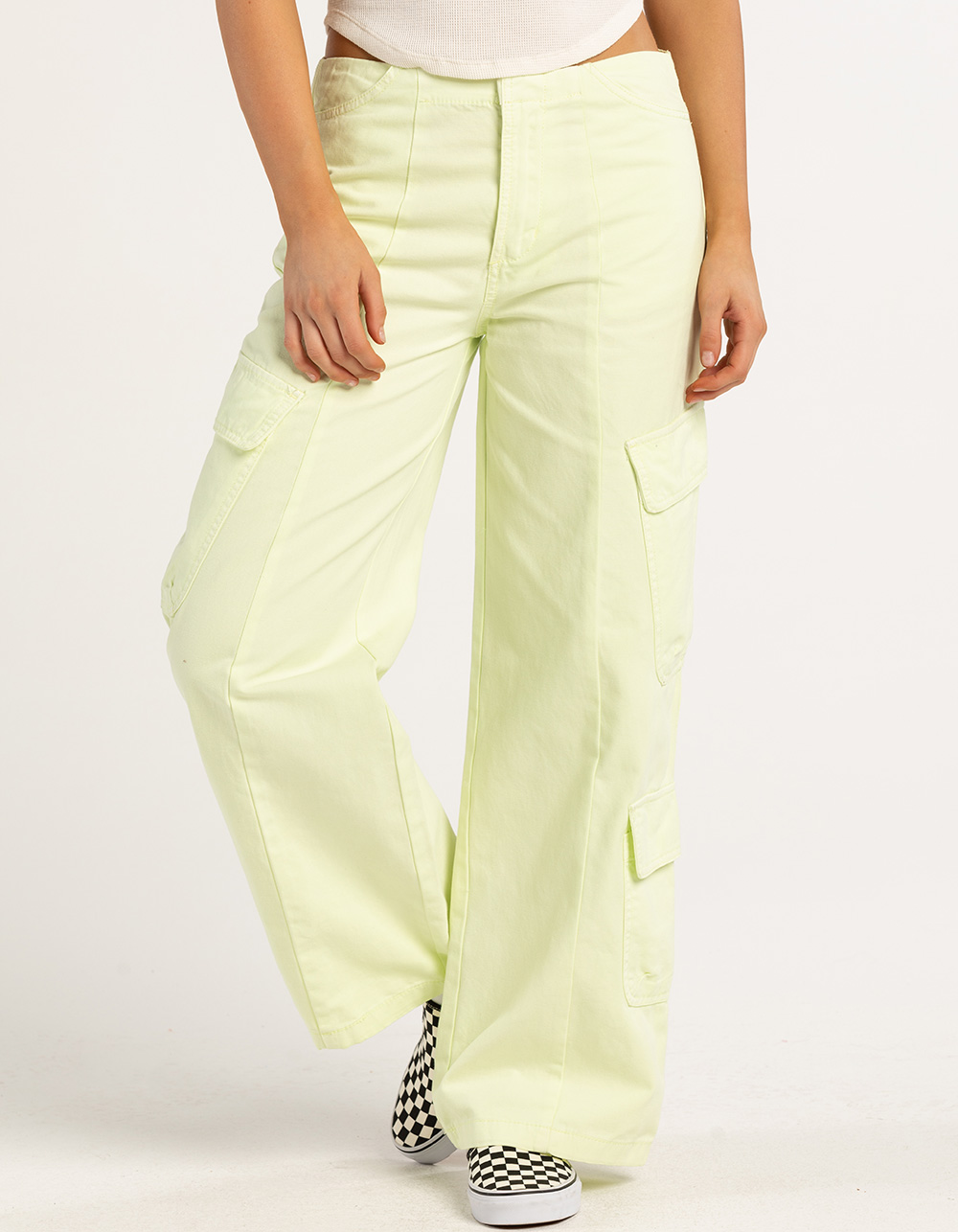 FULL TILT Low Rise Invisible Waist Womens Cargo Pants - CITRON