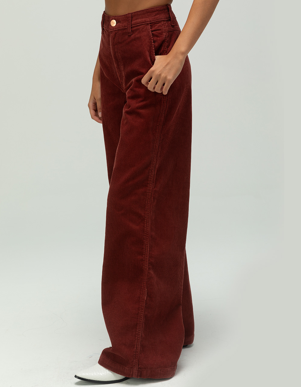 WRANGLER High Rise Trouser Corduroy Womens Jeans - RUST
