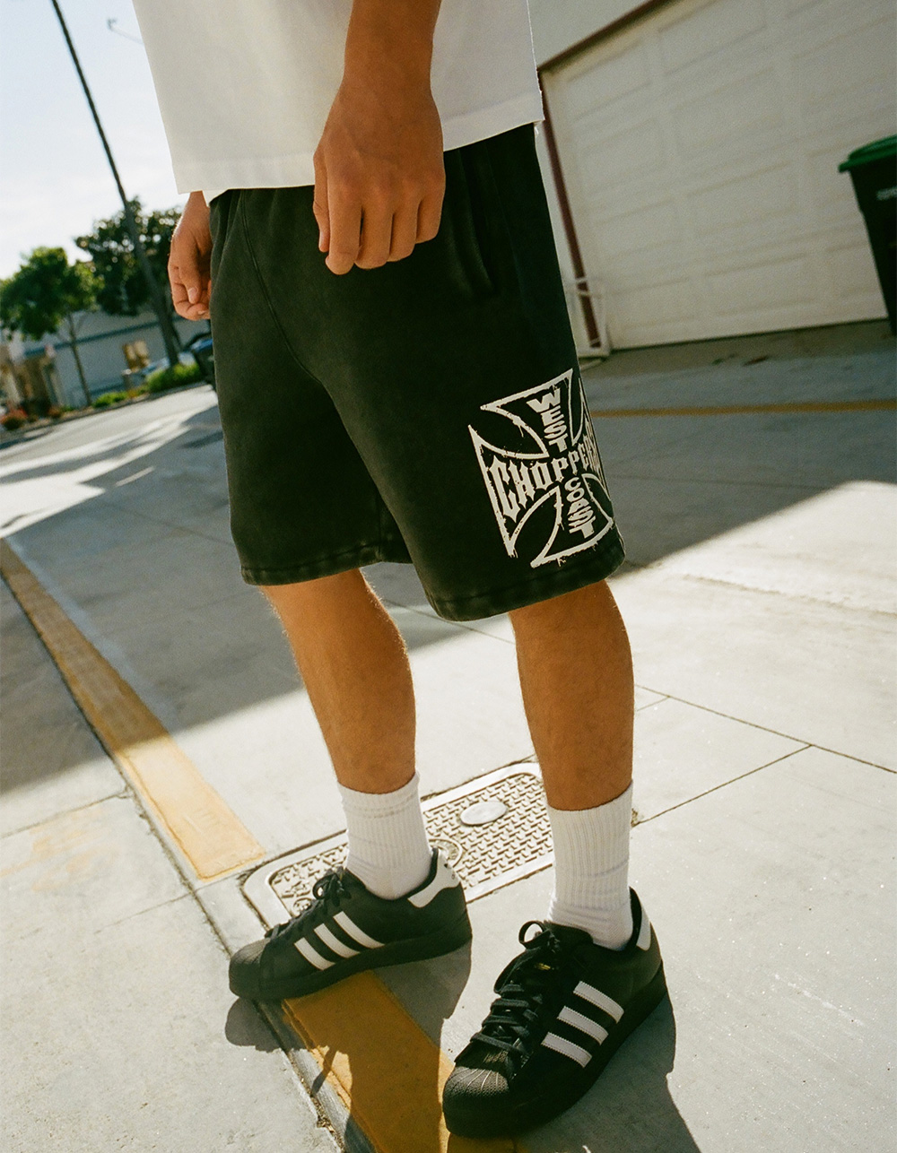 WEST COAST CHOPPERS Stroke Logo Mens Sweat Shorts - BLACK