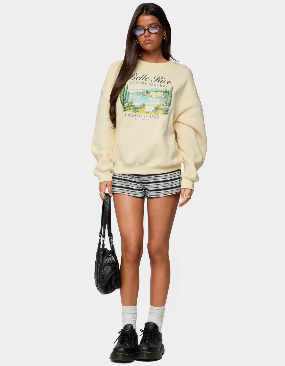 EDIKTED French Riviera Oversized Sweatshirt - YELLOW