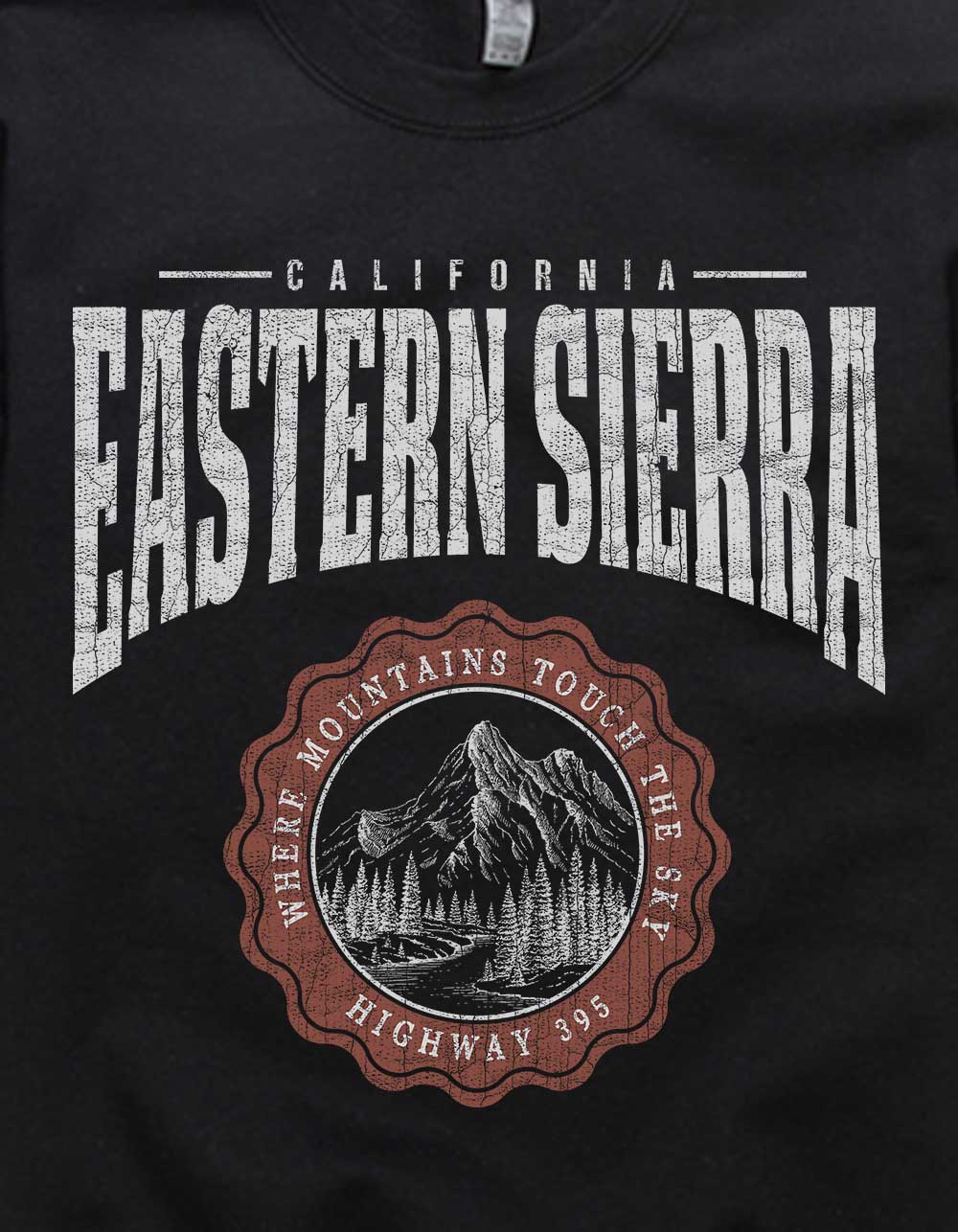 CALIFORNIA Eastern Sierra Unisex Crewneck Sweatshirt - BLACK